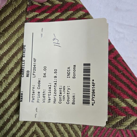 VTG Ralph Lauren Upholstery Fabric Remnant Carrillo Stripe Red 27x27 inch 0782 - Picture 3 of 5